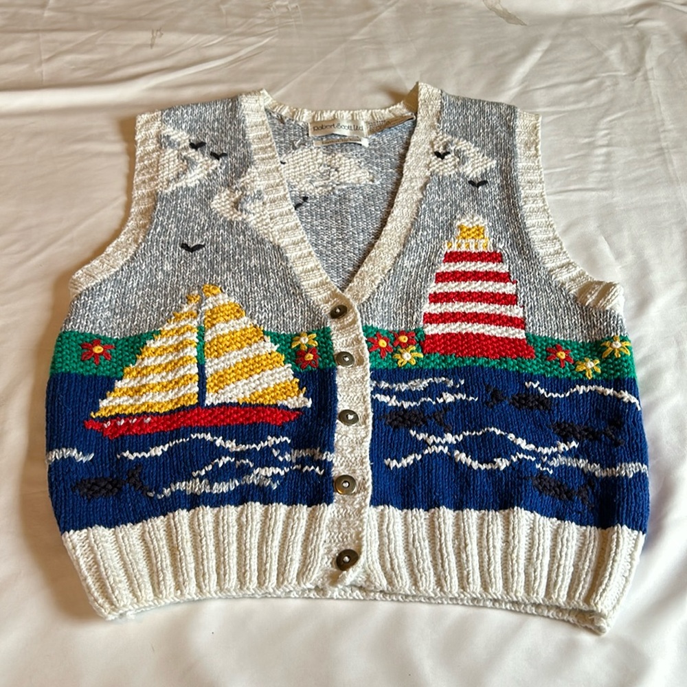 Vintage Robert Scott Hand Knit Vest. Size Large